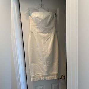 David Meister midi strapless white dress size 4